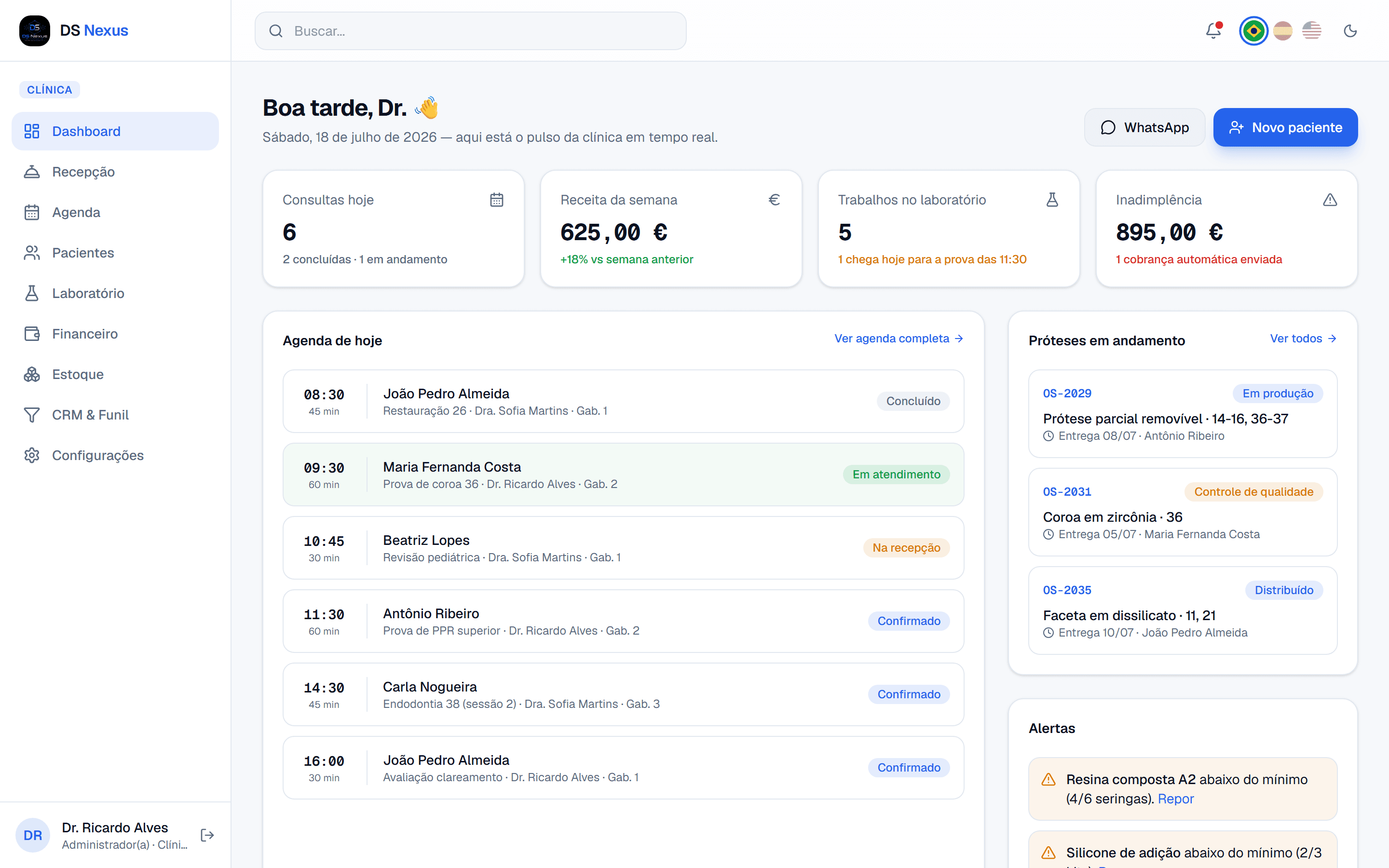 Tela real do DS Nexus — Dashboard